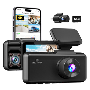 Redtiger Dealer F17 4K Triple Dash Camera 3 Channel Night Vision Parking Monitor 1080p GPS WIFI Car Black <b>Box</b> Front Rear - Product Image 2