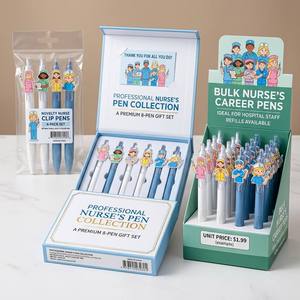 Juego <span class=keywords><strong>de</strong></span> 8 Bolígrafos <span class=keywords><strong>de</strong></span> <span class=keywords><strong>Enfermera</strong></span> con Diseño <span class=keywords><strong>de</strong></span> Dibujos Animados, Bolígrafo Retráctil con Colgante <span class=keywords><strong>de</strong></span> <span class=keywords><strong>Enfermera</strong></span>, Papelería <span class=keywords><strong>de</strong></span> <span class=keywords><strong>Enfermera</strong></span> Chibi, Bolígrafo <span class=keywords><strong>de</strong></span> Clic Blanco y Azul, Regalo - Product Image 3