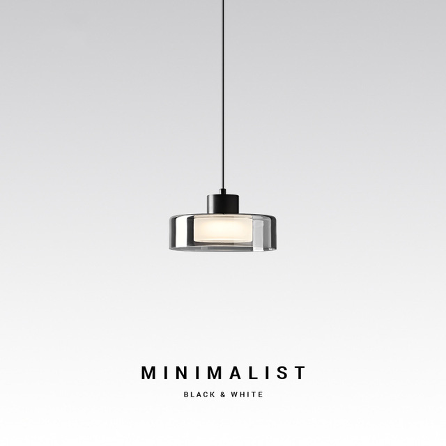 Italian-style Minimalist Adjustable-height Glass Cord Pendant Light Three-color Dimming Black Finish for Bedrooms Dining Rooms