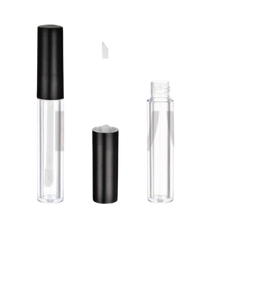 Tube de gloss à lèvres en plastique transparent personnalisable et écologique avec capuchon noir – Bouteille à lèvres économique et personnalisable - Product Image 1