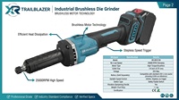 Meuleuse industrielle sans fil 21V sans balais, 25000 tr/min, haute vitesse, à long cou, électrique, à vitesse variable, pour le travail des métaux et la réparation de moules