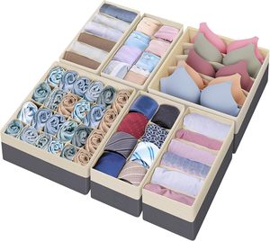 Organizador de múltiples compartimentos para ropa interior, organizador de almacenamiento de armario de Color de retales dobles, cajas de calcetines plegables de tela para ropa interior - Product Image 1