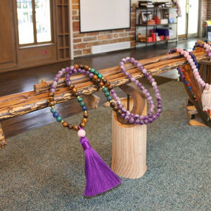 Collana Mala con 108 perle, occhio <span class=keywords><strong>di</strong></span> tigre, crisocolla, ametista, per la <span class=keywords><strong>guarigione</strong></span>, la calma e la meditazione, set <span class=keywords><strong>di</strong></span> gioielli regalo. - Product Image 5
