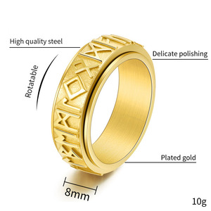 แหวนรูปตัวหนังสือบรรเทาความเครียดแนววินเทจแหวนใส่นิ้วหมุนได้ไวกิ้งทำจากสแตนเลสสำหรับผู้ชาย - Product Image 6