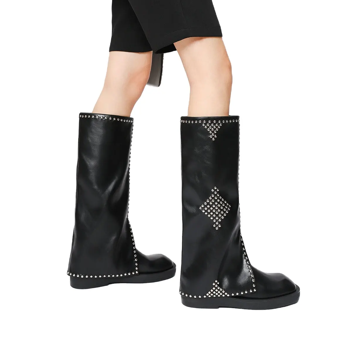 Knight boots women 2021 autumn and winter new rivet boots but knee boots