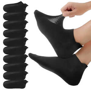 Chaussettes de course tricotées pour femme, longueur cheville, antibactériennes, anti-transpiration, couleur unie, logo sur le bord et le dessous, collection automne - Product Image 1