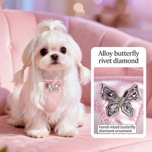 Harnais et laisse pour chien OEM ODM Symbipets Butterfly Diamond, ensemble mignon avec harnais gilet réglable anti-traction et strass brillants - Product Image 6