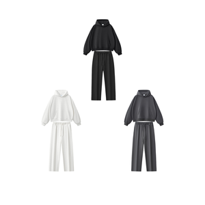 Sweat à capuche boxy court et ample en molleton bouclette lourd 420G, taille américaine, avec broderie de logo personnalisée, coupe épurée, style survêtement - Product Image 6