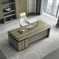 Bureau de direction de luxe moderne en forme de L en bois pour PDG, directeur, patron avec retour latéral, mobilier de bureau, poste de travail informatique
