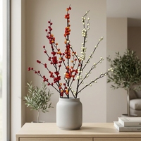 Kunstmatige bessentakjes zijden bloemen duindoorn fruittakken natuurlijk decoratief blad voor bruiloft, huis en fotografie