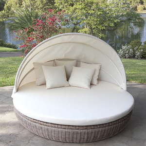 Mới Ngoài Trời Nhôm Mây Vườn Ban Ngày Vòng PE Mây Mặt Trời Lounger Với Tán Patio Ăn Uống Đồ Nội Thất Cho Hồ Bơi Chaise Phòng Chờ - Product Image 1