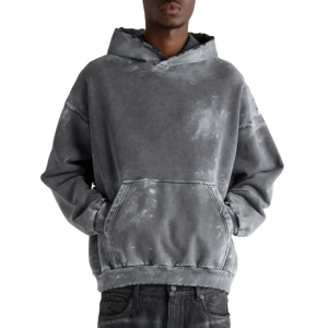 Felpa con Cappuccio Oversize in Cotone 100% Nero Sbiadito dal Sole con Bordi Consumati e Spalle Scese - Product Image 1