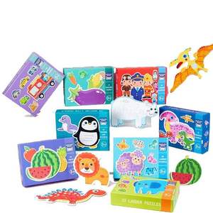 33 pezzi 8 disegni grande pezzo di legno Puzzle per bambini cartone animato animale traffico personaggio illuminazione per età 5-7 anni - Product Image 1