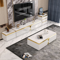 Meuble TV moderne en verre trempé Table basse Ensemble de meubles pour la maison Hôtel Hôpital Appartement Salon avec fonction de stockage