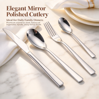 Ensemble de couverts de haute qualité en acier inoxydable poli miroir avec manche carré, couteau à steak, fourchette, cuillère, coffret cadeau, pour mariage, style occidental