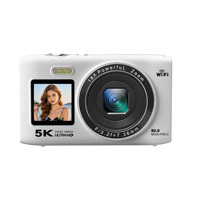 Çift Ekranlı 5K Dijital Kamera 80MP AF 18X Zoom WiFi Vlog Kamerası Taşınabilir Cep Dijital Kamerası Seyahat Selfie'leri için Web Kamerası Fonksiyonu