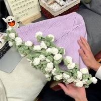 Kit de Matériaux Créatifs pour Couverture DIY en Fil Tressé à la Main, Motifs Rose, Lys, Bouquet de Fleurs de Jasmin, Crochet, Idéal pour Cadeau