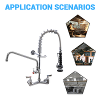 Robinet Mitigeur Double Poignée en Laiton, Extensible, Moderne, avec Douchette Rotative, Double Trou, pour Pré-évier, Utilisation Hôtelière et en Cuisine, Restaurants