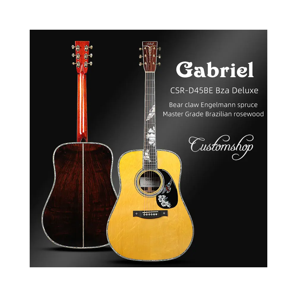 Gabriel 2024 neue Luxus hand gefertigte 41 Zoll alle solide Akustik gitarre Hersteller OEM E-Akustik gitarre zu verkaufen