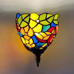 LongHuiJing Vintage Tiffany Style Stained Glass Wall Sconce Flower Wall Lamp Fixture - Product Image 4