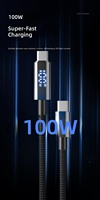 Câble de données tressé E-maiker Chip CTOC double Type-C avec affichage numérique 100W, charge rapide 60W et transfert de données