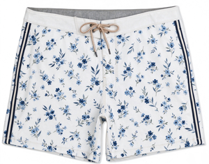 <b>Men's</b> <b>Floral</b> Print Board <b>Shorts</b> Casual Drawstring <b>Swim</b> Trunks with Side Stripes - Product Image 3