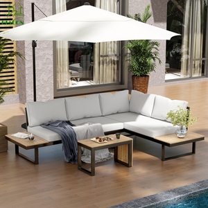 Wpc extérieur soleil piscine Daybed chaise longue coussin en bois <span class=keywords><strong>salon</strong></span> extérieur meubles canapés de <span class=keywords><strong>jardin</strong></span> pour la plage extérieure - Product Image 2