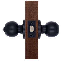 Poignée de porte sphérique moderne et minimaliste en acier inoxydable noir mat avec jeu de 3 clés – Accessoires de quincaillerie durables pour meubles