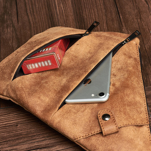 Dujiang Men's Crossbody Bag Brown Genuine Leather Large Capacity Retro Style <b>Adjustable</b> <b>Strap</b> Everyday Use - Product Image 3