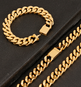 Venta al por mayor de moda de acero inoxidable collar de Hip Hop 18K chapado en oro cadena cubana con Rosa pistola patrón PVD acabado para el compromiso - Product Image 6