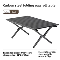Table pliante en acier au carbone, portable, pour le camping, les pique-niques, avec cadre robuste pour les voyages en plein air, les barbecues et le jardin