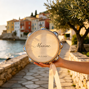 Wholesale Custom Logo Wedding Mini Tambourine Tamburelli Matrimonio Wooden Hand Drums <strong>Percussion</strong> for Gifts Regalo Invitados Boda - Product Image 1