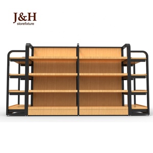 Negozio di vendita al dettaglio Della Maglia del Metallo di Legno di Visualizzazione Scaffale del Supermercato Ripiani In Legno <span class=keywords><strong>Gondola</strong></span> - Product Image 3