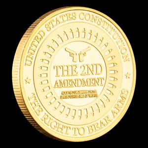 Moneda de recuerdo de La Segunda Enmienda DE LA Constitución DE LOS Estados Unidos chapada en oro Derecho a mantener y llevar armas coleccionables - Product Image 1