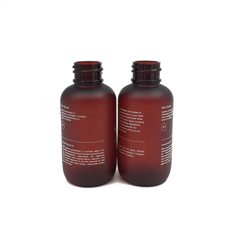 OEM sıcak satış 2oz 60ml Amber plastik Boston yuvarlak PET şişe disk kapağı ile üst için seyahat şişe seti üretici/toptan