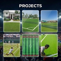Lapangan Sepak Bola Rumput Buatan Indoor Ukuran Penuh 20mm Set Lengkap dengan Sistem Pencahayaan, Pagar Penahan Bola, Gawang, Pasokan Langsung Pabrik
