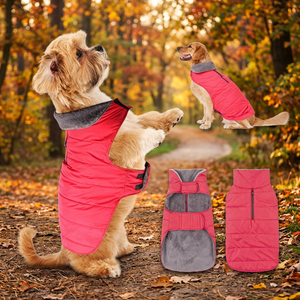 Veste d'hiver pour chien PPET Luxury, imperméable, coupe-vent, épaisse, rembourrée, réglable, avec col en fourrure - Combinaison de neige bleue XS - Product Image 3