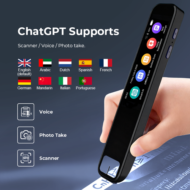 8-Language AI Translator Pen with ChatGPT S08 Pro 134 Languages Scanner Pen Patent Design MOQ 2pcs Ready to Ship