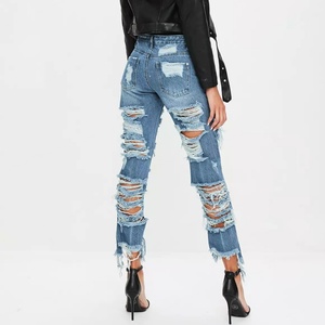 กางเกงยีนส์แฟชั่นผู้หญิงสไตล์เก๋ไก๋จากกวางโจว ขาดเซอร์ๆ แบบดีไซน์พิเศษ - Product Image 4