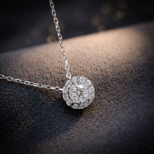 Joyería Fina de Oro con Diamantes Cultivados en Laboratorio, Oro Sólido de 9K, 10K, 14K, 18K, Halo de Diamantes VVS, Collar Clásico Unisex - Product Image 3