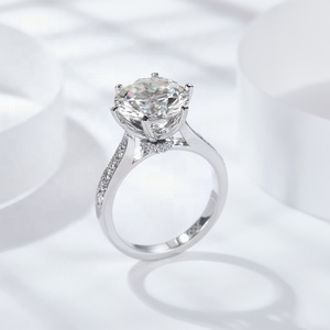 Fedi nuziali ghiacciate lucky female anello moissanite con diamante da 5 <span class=keywords><strong>carati</strong></span> in argento <span class=keywords><strong>925</strong></span> placcato <span class=keywords><strong>oro</strong></span> 18 <span class=keywords><strong>carati</strong></span> - Product Image 5