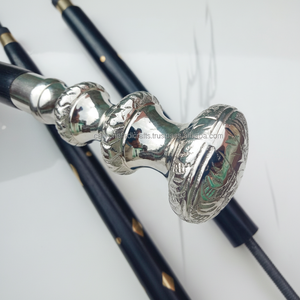 Bastón de Madera Estilo Victoriano, Hecho a Mano, con Mango de Latón Sólido Niquelado, para Hombre y Mujer, 36'', Regalo para el Día del Padre, Calvin - Product Image 1