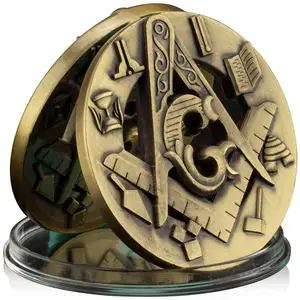 Gratis Mason Souvenir koin perunggu koleksi berlapis seni basso-relievo Freemason koin peringatan