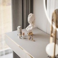 Commande en gros de 300 unités, table de maquillage murale flottante en bois avec miroir et tiroirs