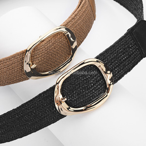 <span class=keywords><strong>Ceinture</strong></span> élastique <span class=keywords><strong>tressée</strong></span> en paille PP avec boucle en alliage métallique doré, couleur unie, pour <span class=keywords><strong>femme</strong></span> et fille, idéale pour robe - Product Image 4