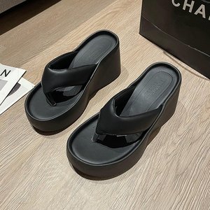 Sandales compensées décontractées tendance à semelle épaisse, style européen, nouvelle collection été 2026, 10 cm, imprimées, en EVA, à bout ouvert - Product Image 2