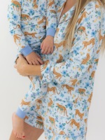 Ensemble de vêtements de détente assortis pour la famille, motif léopard et fleurs, ensemble à manches longues pour maman, combinaison zippée pour bébé, vêtements de maison doux