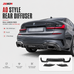Diffusore Posteriore in Fibra di Carbonio Stile AO per <span class=keywords><strong>BMW</strong></span> Serie 3 G20 330i M340i Sport Pre Lci 2019-2022, Splitter Paraurti Posteriore - Product Image 2