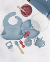 Ensemble d'alimentation pour bébé Eversoul en silicone de qualité alimentaire : bavoir, bol, tasse, sucette, assiette à ventouse – Idéal comme cadeau pour bébé