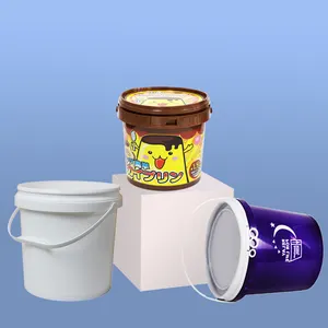 Reciclável Atacado Food Grade Plastic Cookie Bucket Para Doces Popcorn Tub 900ml 16oz 32oz Embalagem balde